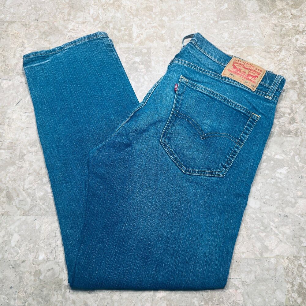 Levi's 505 Men's Classic Regular Fit Straight Leg Denim Jeans, Actual Size 34x28
